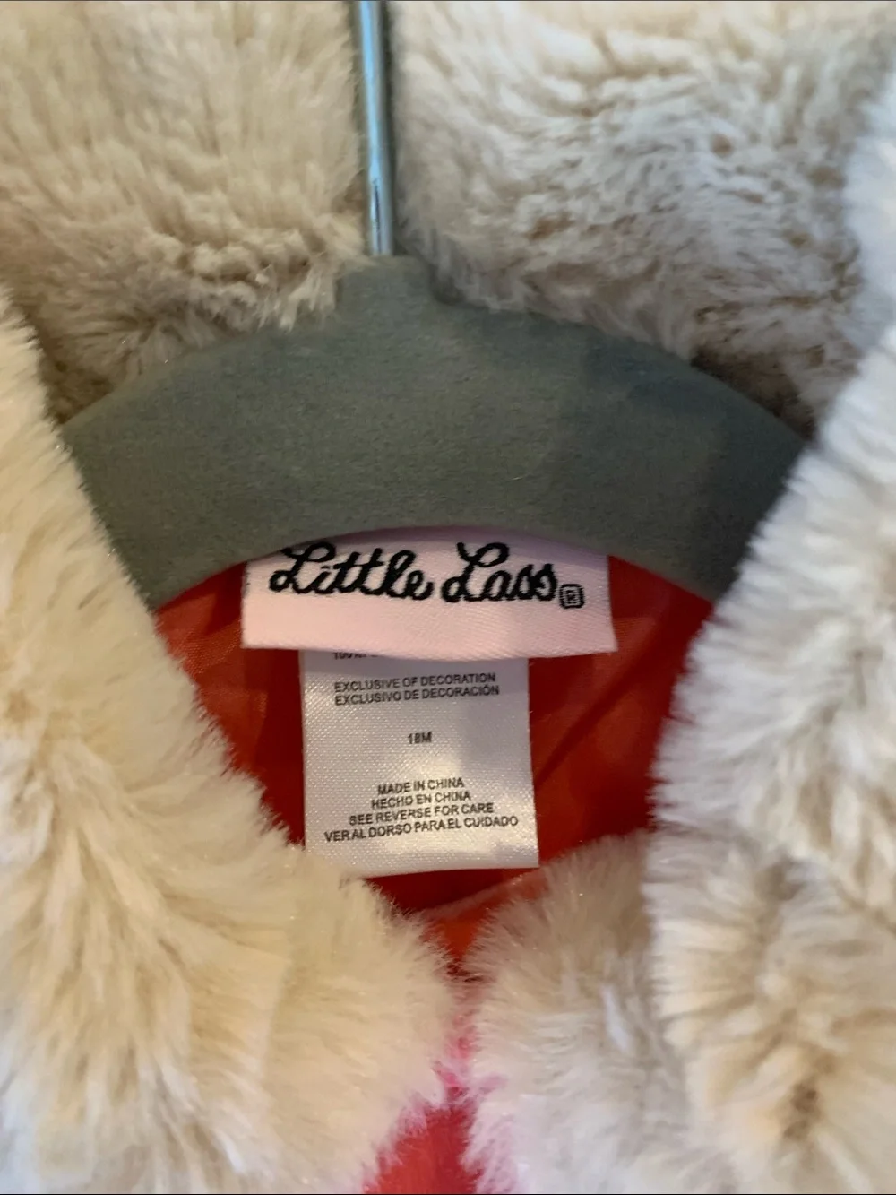Baby / Toddler Pink Velvet Cape with Cream Faux Fur Collar